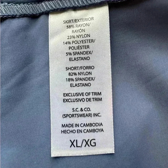 S.C. & Co. Activewear Skort Pale Blue Striped Pockets Side Splits Women’s XL - Picture 6 of 8